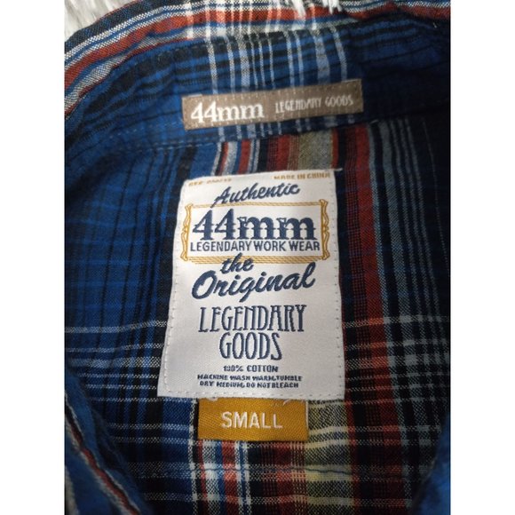 44MM Shirt Mens Small Blue Plaid Western Pearl Snap Cowboy Rodeo Button Down Top - Picture 5 of 7